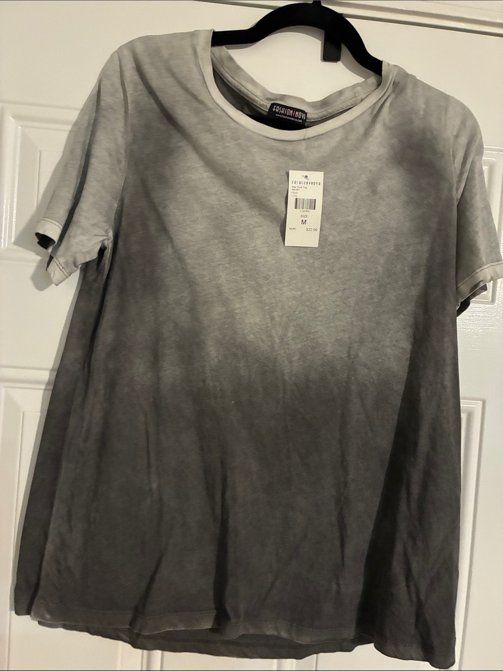 Fashion Nova Washed Ombre Short Sleeve Tee in Gray